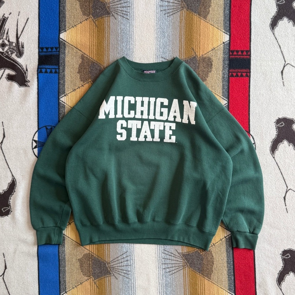 Vintage JanSport Michigan State Spartans Sweatshirt Green Mens XL Crewneck MSU
